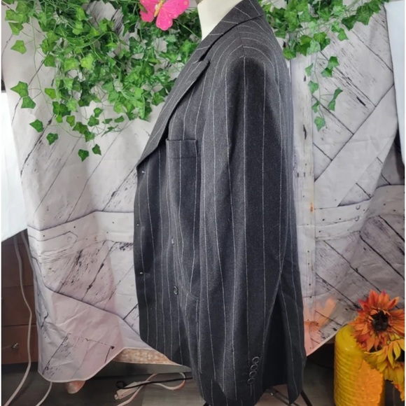 SANFORD BRYANT Wool Cashmere Designer Pinstriped Blazer, Union Made - Picture 5 of 9